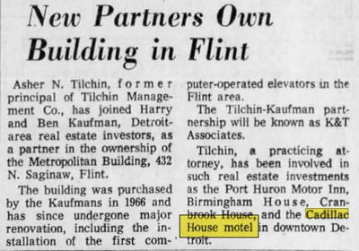 Cadillac House Motel - Jul 1971 Article On Investors